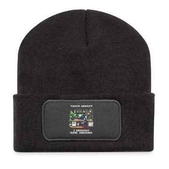 Touch Grass? Indoor Pflanzenhumor - Recycelte Patch Beanie - Dunkelgrau - Vorne