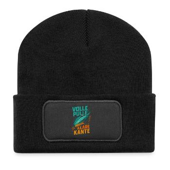 Volle Pulle Klare Kante Biker Shirt - Recycelte Patch Beanie - Schwarz - Vorne