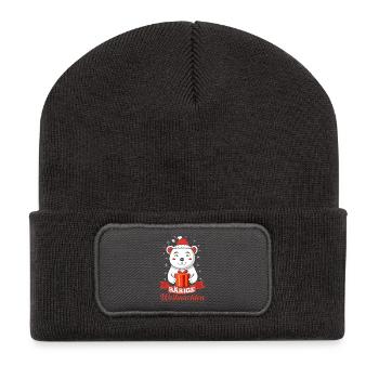 Weihnachtsmann Bär Weihnachtszeit Weihnachts - Recycelte Patch Beanie - Dunkelgrau - Vorne