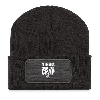 Klempner kennen ihren Mist - Recycelte Patch Beanie - Dunkelgrau - Vorne