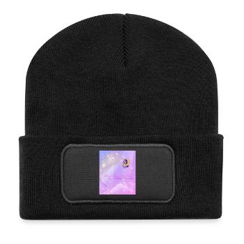 Dream Big, Little Star | Magical Moon & Girl Design - Recycled Patch Beanie - black - Front
