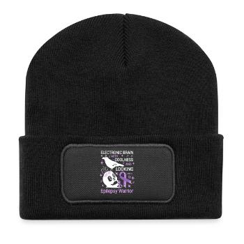 Electronic brain funny epilepsy saying - Recycled Patch Beanie - black - Front