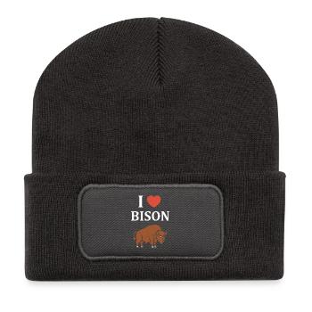 Bison - Recycelte Patch Beanie - Dunkelgrau - Vorne