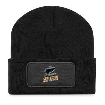 Handwerker Humor - Recycelte Patch Beanie - Schwarz - Vorne