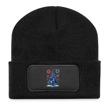 Fireworks Christmas Tree Pattern - Recycled Patch Beanie - black - Front