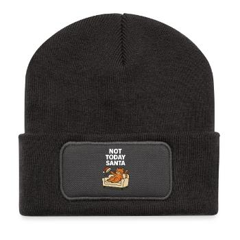 Not Today Santa Funny Cat Christmas - Recycled Patch Beanie - dark grey - Front