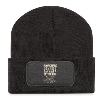 I'm working hard to make my dog have a better - Recycled Patch Beanie - dark grey - Front