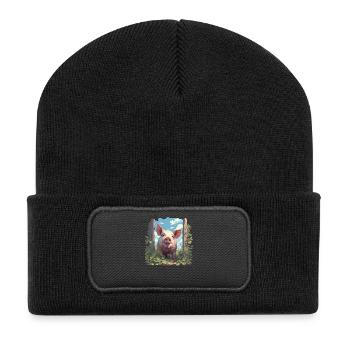 Schweine Schwein - Recycelte Patch Beanie - Schwarz - Vorne