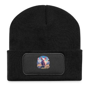 Schweine Schwein - Recycelte Patch Beanie - Schwarz - Vorne