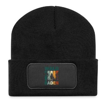 Waldbaden Wald Natur Bäume Shinrin-Yoku Geschenk - Recycelte Patch Beanie - Schwarz - Vorne
