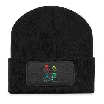 Weihnachtsmann Schneemann Weihnachten - Recycelte Patch Beanie - Schwarz - Vorne