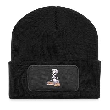 Squelette boulanger drôle motif de cuisine - Beanie recyclé à patch - noir - Devant