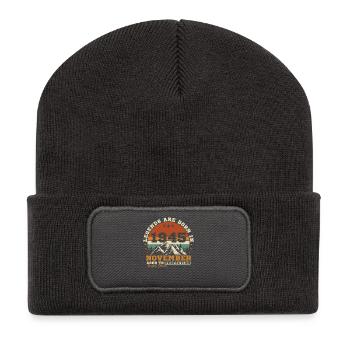 November 1945 Vintage Retro Birthday - Recycled Patch Beanie - dark grey - Front