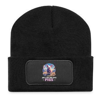 Schweine Schwein - Recycelte Patch Beanie - Schwarz - Vorne
