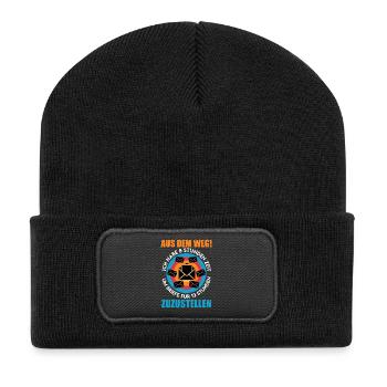 Postbote AUS DEM WEG HABE 8 STUNDEN ZEIT Lustig - Recycelte Patch Beanie - Schwarz - Vorne