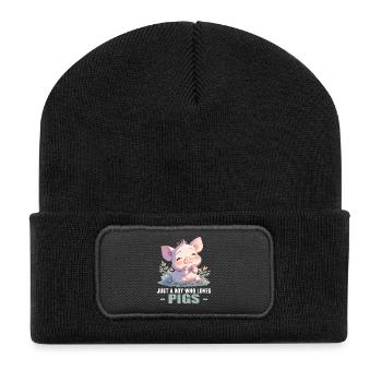 Schweine Schwein - Recycelte Patch Beanie - Schwarz - Vorne