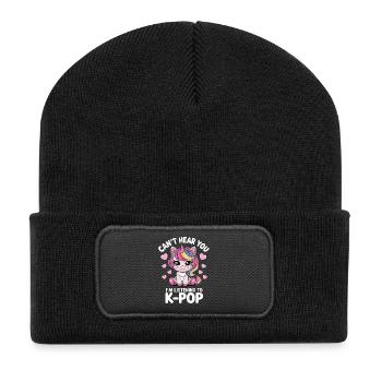 Kawaii Unicorn K-Pop Listener - Recycled Patch Beanie - black - Front