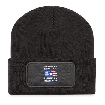 Mishpacha et le design du drapeau du rêve américain - Beanie recyclé à patch - charbon - Devant