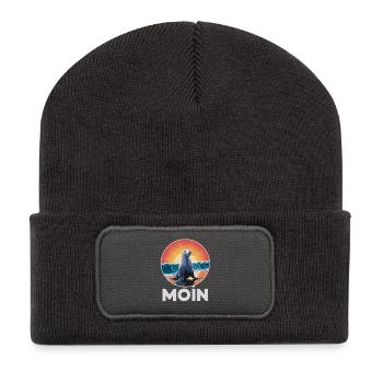 MOIN Seal North Sea Waves Sunset - Recycled Patch Beanie - dark grey - Front