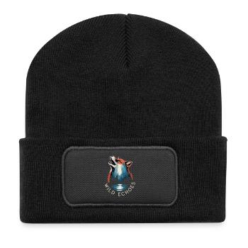 Wild Echoes Wald Fuchs Natur Landschaft - Recycelte Patch Beanie - Schwarz - Vorne