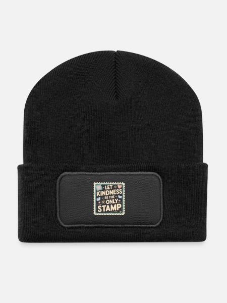 Menschlichkeit Let Kindness Be The Only Stamp - Recycelte Patch Beanie - Schwarz