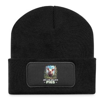 Schweine Schwein - Recycelte Patch Beanie - Schwarz - Vorne