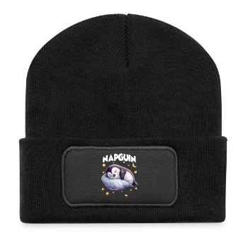 Pyjama et chemise de nuit pingouin pour paresseux - Beanie recyclé à patch - noir - Devant