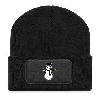 Schneemann - Recycelte Patch Beanie - Schwarz - Vorne