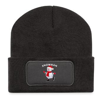 bonhomme de neige - Beanie recyclé à patch - charbon - Devant