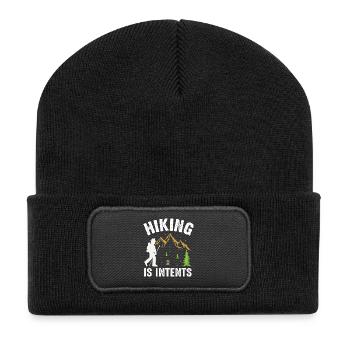 Wandern - Recycelte Patch Beanie - Schwarz - Vorne