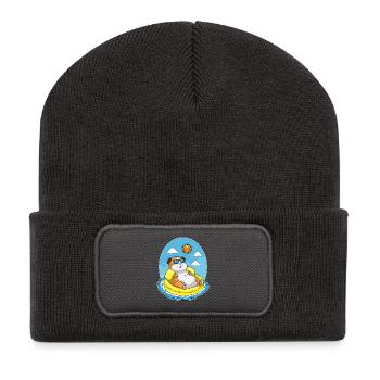 Natation de hamsters dans l’anneau d’été - Beanie recyclé à patch - charbon - Devant