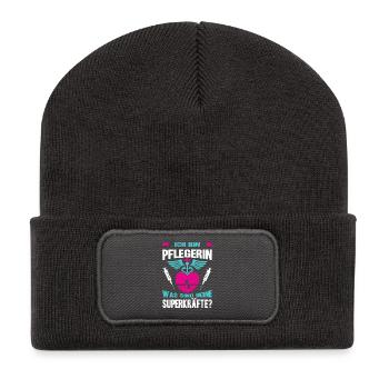 Pflegerin Geschenke Pflege Lustig Krankenpflegerin - Recycelte Patch Beanie - Dunkelgrau - Vorne