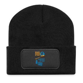 Laufende Mama, Papa, Joggende Eltern - Recycelte Patch Beanie - Schwarz - Vorne