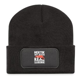 Drôle de renard sans motivation - Beanie recyclé à patch - charbon - Devant