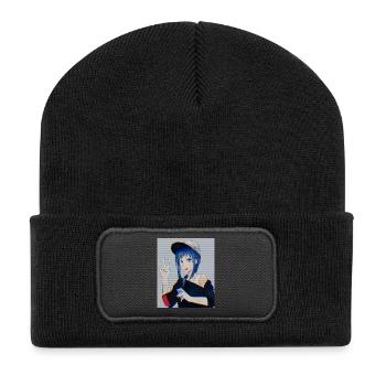 Anime rétro Gamer Girl Glitch Art Style Vaporwave - Beanie recyclé à patch - noir - Devant