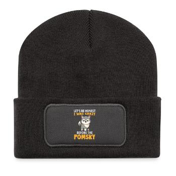 Harnais pour chien Pomsky Friandises pour chiens Pomsky en peluche - Beanie recyclé à patch - charbon - Devant