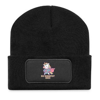Mutmacher Einhorn Shirt, Du schaffst das - Recycelte Patch Beanie - Schwarz - Vorne