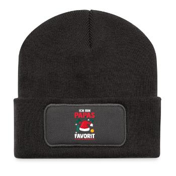 Weihnachtsmann Papas Favorit Weihnachten - Recycelte Patch Beanie - Dunkelgrau - Vorne