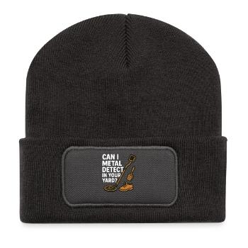 Détecteur de métaux dans votre jardin Chasseur de trésors - Beanie recyclé à patch - charbon - Devant