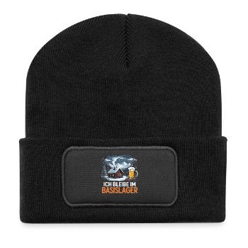 I'm staying at base camp - hut and beer in the - Recycled Patch Beanie - black - Front