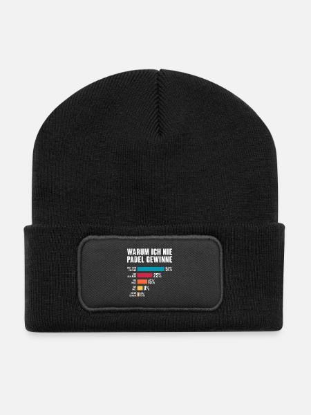 Jeu de padel POURQUOI JE NE GAGNE JAMAIS EN PADEL Drôle - Beanie recyclé à patch - noir