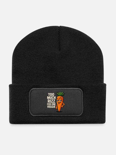 Zu viel Rizz für eine Karotte - Recycelte Patch Beanie - Schwarz