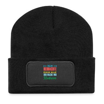 Ich beobachte euch mache mir Notizen Humor Büro - Recycelte Patch Beanie - Schwarz - Vorne