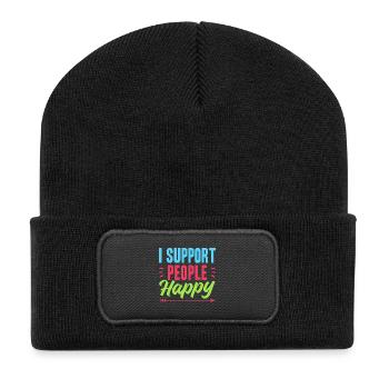 Social Worker Quote Support People Happy Social - Recycled Patch Beanie - black - Front