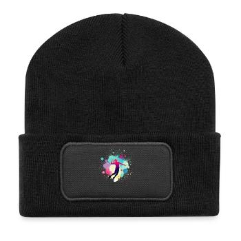 Volleyballerin, Volleyball, Volleyballspielerin - Recycelte Patch Beanie - Schwarz - Vorne