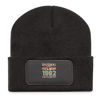 44. Geburtstag Original Dezember Jahrgang 1982 - Recycelte Patch Beanie - Dunkelgrau - Vorne