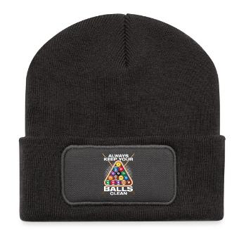 Keep your balls lustiges Billard Billardspieler - Recycelte Patch Beanie - Dunkelgrau - Vorne