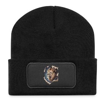 Lion Vintage - Recycled Patch Beanie - black - Front