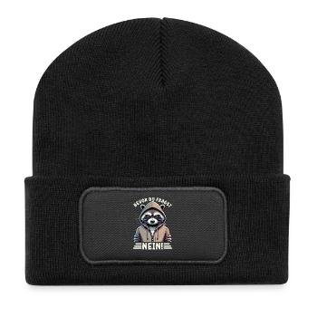 Bevor Du Fragst Nein Waschbär Schlechte Laune - Recycelte Patch Beanie - Schwarz - Vorne