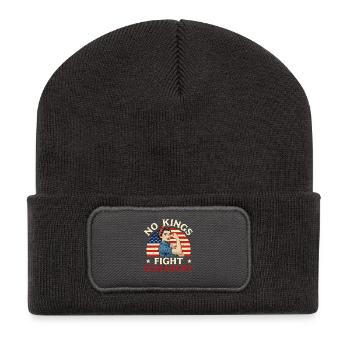 No Kings Fight Oligarchy Liberty USA Proud - Beanie recyclé à patch - charbon - Devant